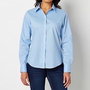 Liz Claiborne - Vent Long Sleeve Regular Fit Poplin Button-Down Shirt